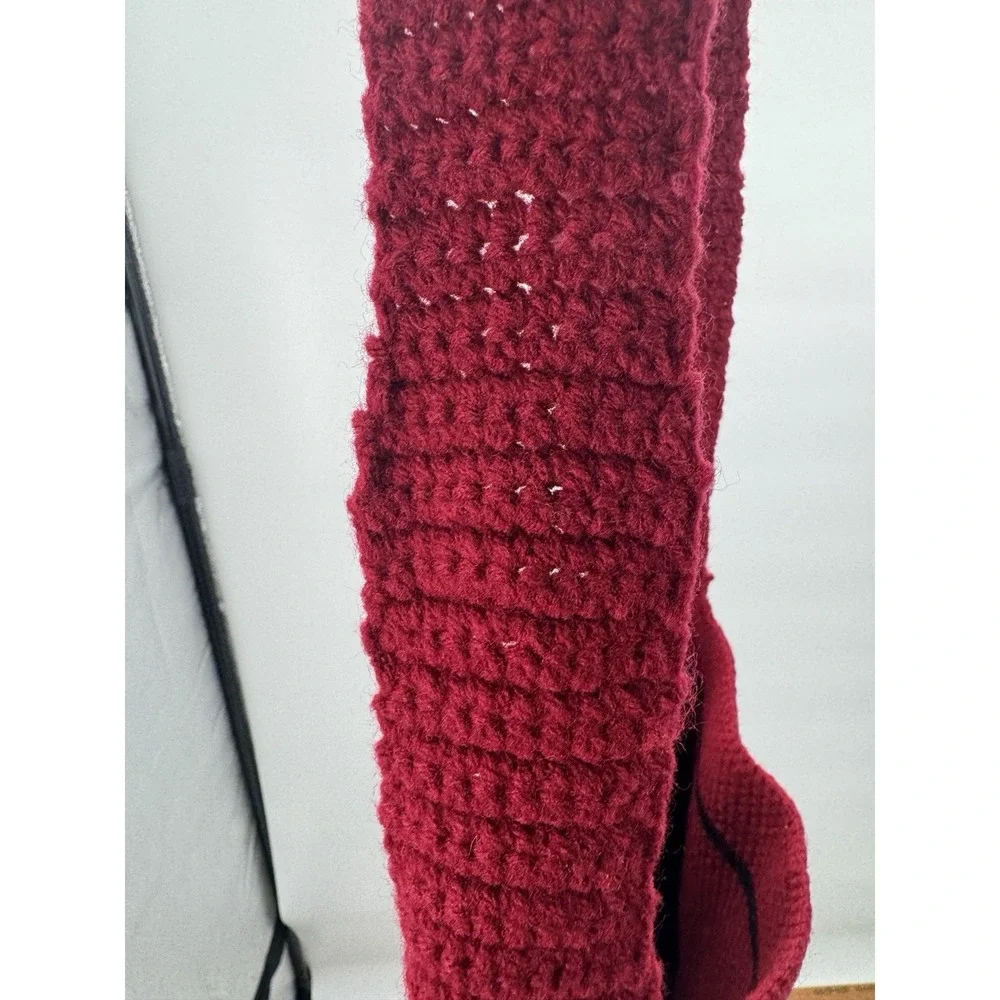 Handmade Womens Crossbody Burgundy Crochet Knit Hobo Bag 3D Rose Coquette Boho
